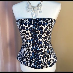White House Black Market leopard print bustier top